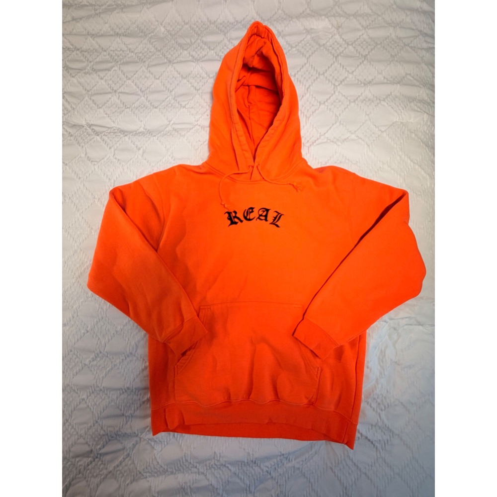 Real Skateboards Hoodie Large Orange Cotton Blend Gothic Graphic Skater Street‎